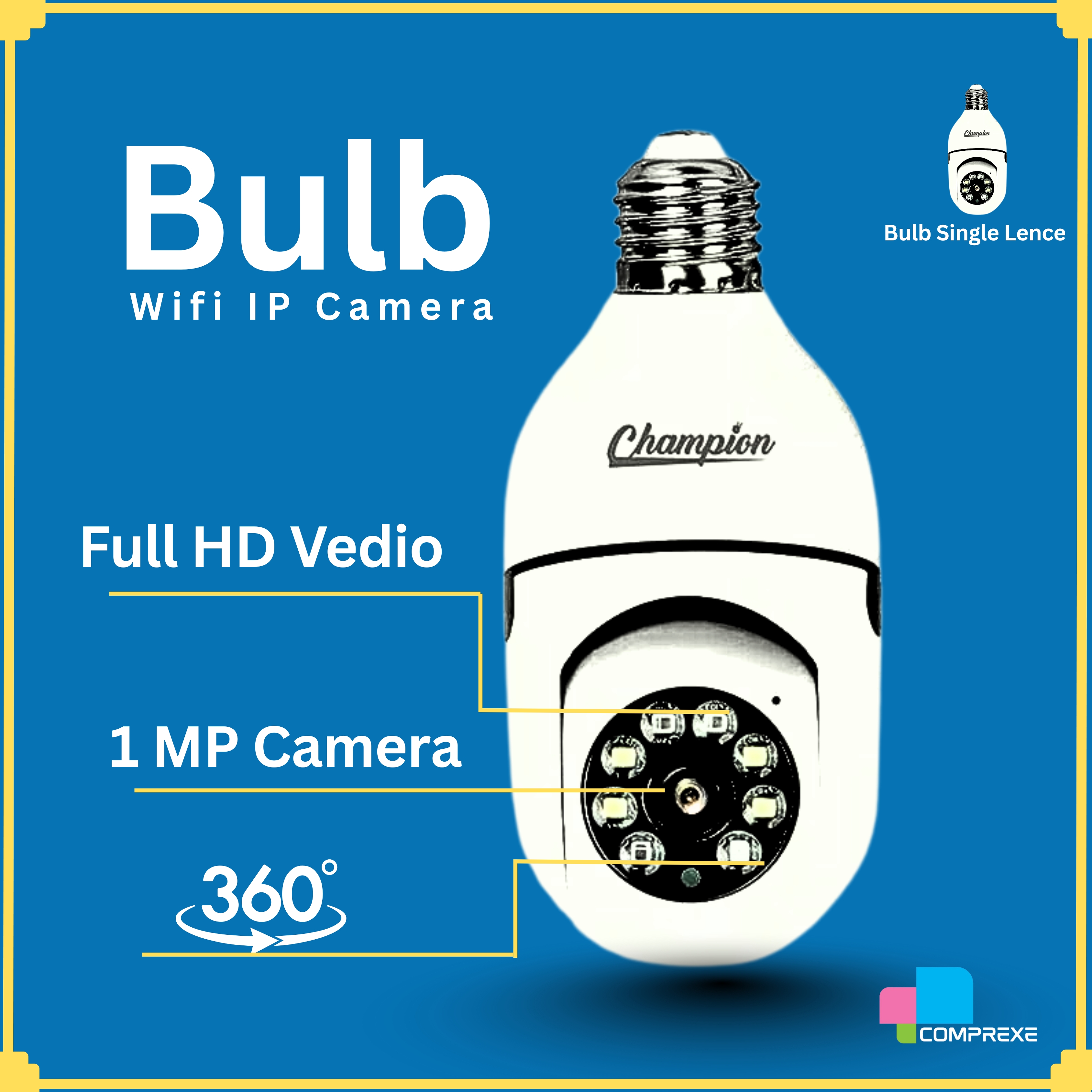 1 Mp V380 Pro Champion Brand 720p Hd Best Quality Bulb Holder Camera